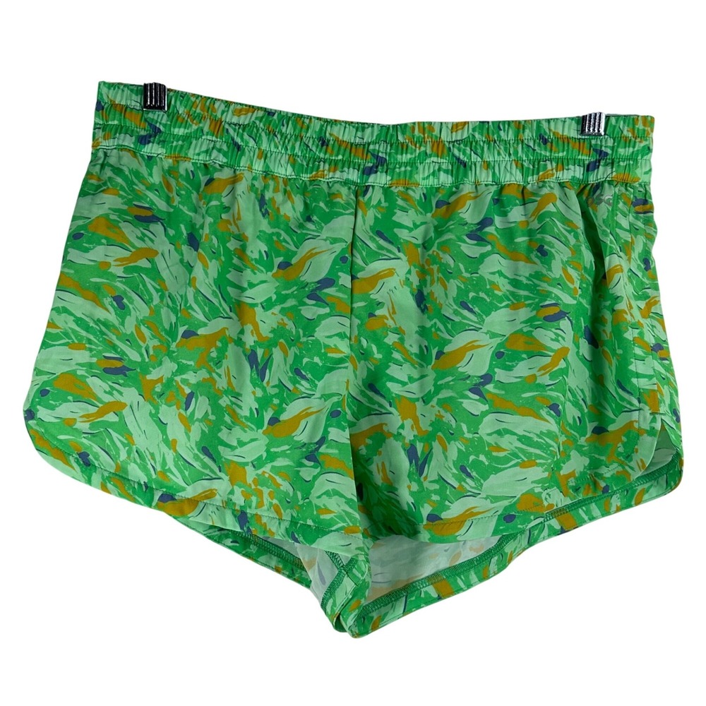 DSG‎ Womens Stride Run Shorts Green Abstract Print Mid Rise Athletic Medium NEW